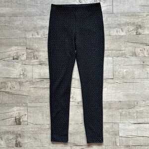 Zara Jacquard Black White Dot Leggings Trouser Waistband Metallic Office Casual